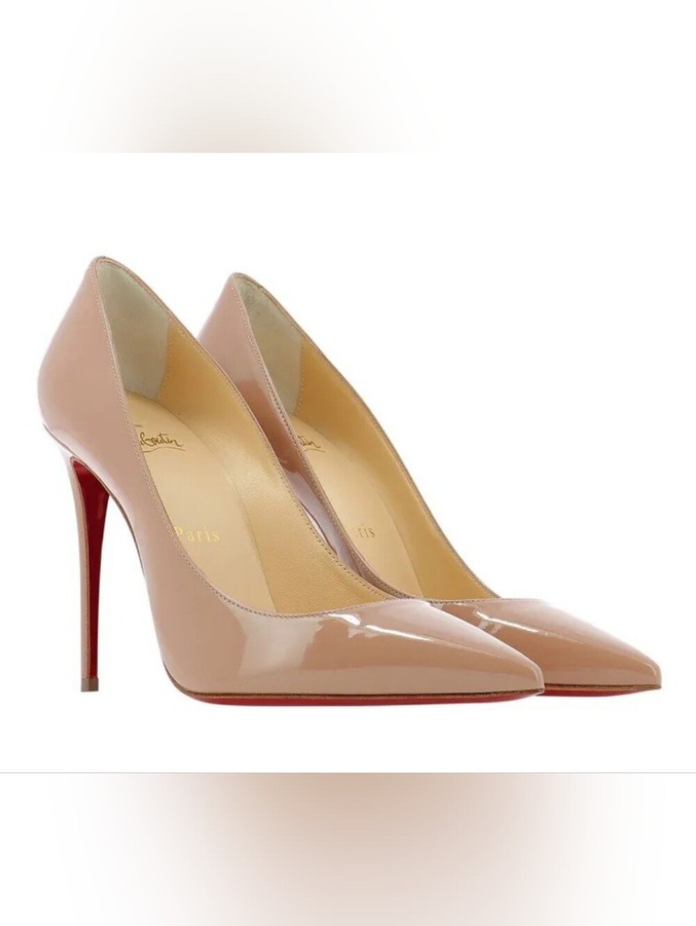 Christian Louboutin Nude Pink Patent Pointed-Toe Stiletto Pumps/ BRAND NEW*